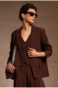 Blazer Carimata Crepe Patou Marrom