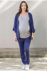 Calça cenoura com barrigueira gestante anjo marinho