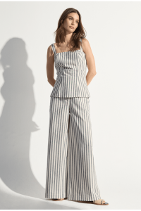 Calça Pantalona Listrada Jeju Marinho