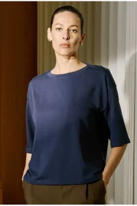 T-Shirt Genovesa em Algodão Pima Deep Blue