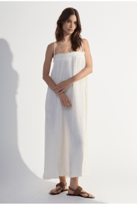 Vestido Longo de Alças Finas Incheon Off White