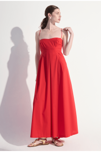 Vestido Longo Alças Finas Liancourt Vermelho