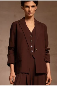 Blazer Carimata Crepe Patou Marrom