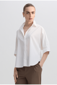 Camisa Leygues Oversized de Alfaiataria Manga Curta Off White