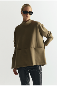 Blusa Kioa Gola Alta Lyocell Caqui